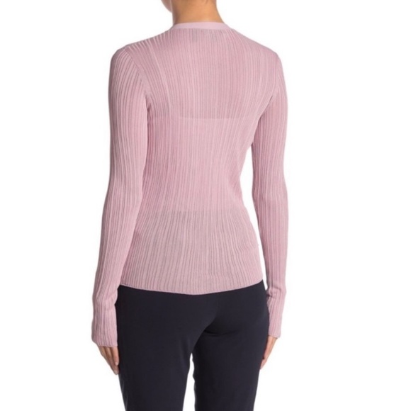 Theory Pointelle Cardigan in Dark Lilac - Picture 4 of 7